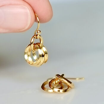 Gold Plated Circle Cluster Earrings, 2 of 4