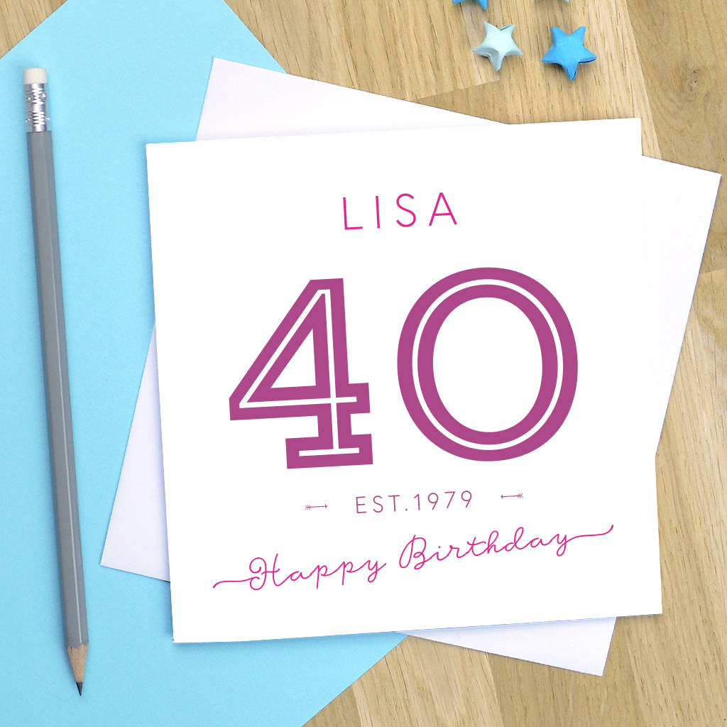 established 40th birthday card by pink and turquoise ...