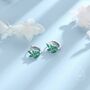 Sterling Silver Green Cz Leaf Huggie Hoop Earrings, thumbnail 1 of 12