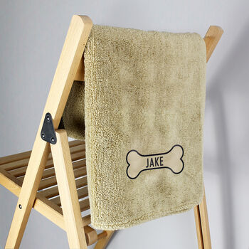Personalised Bone Brown Microfiber Pet Towel, 2 of 6