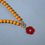 Mustard Bead And Cranberry Flower Toggle Necklace, thumbnail 2 of 5