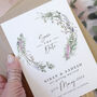Whimsical Wreath A6 Save The Date Card, thumbnail 1 of 2