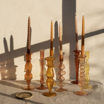 Mixed Set Of Six Handmade Glass Candlestick Holders, 2 of 5