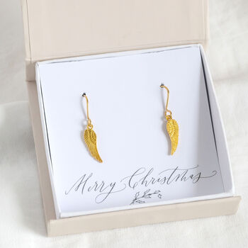 Dainty Gold Plated Angel Wing Earrings, 5 of 11