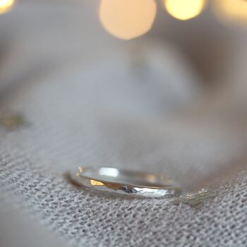 100% Recycled Sterling Silver Hammered Silver Band, 4 of 6