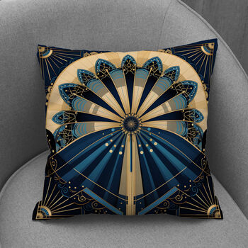 Deco Elegance In Blue Art Deco Cushions Design One, 7 of 8