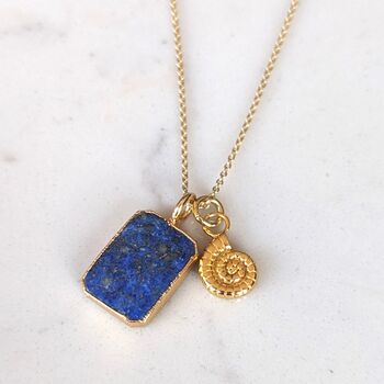 The Duo Lapis Lazuli Necklace, 18ct Gold Plated, 4 of 9