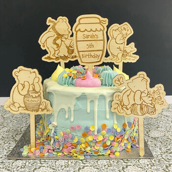 Personalised Pooh Bear Cake Toppers Set Of Five, 5 of 6