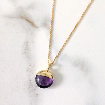 The Orb Amethyst February Birthstone Necklace, Calm And Protection, Gold, 2 of 7