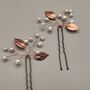 Copper Leaf Hair Pin With Pearls Perfect For Weddings, thumbnail 2 of 10