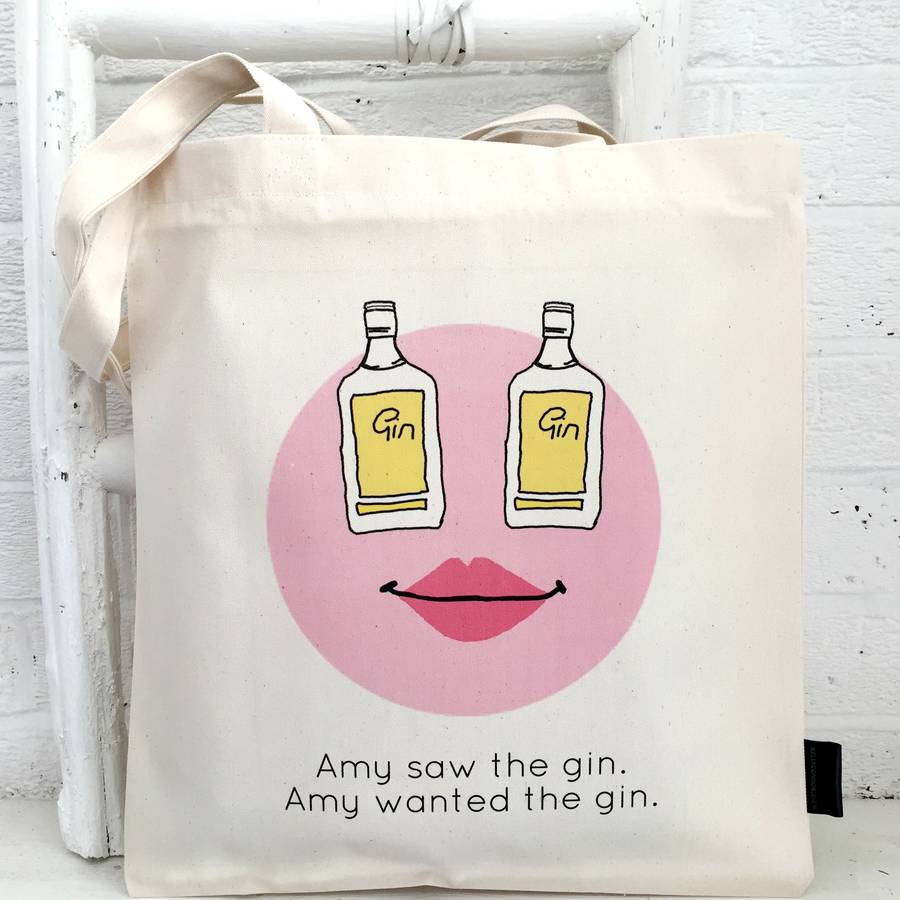 'Saw The Gin' Personalised Gin Emoji Bag By Kelly Connor Designs