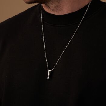 Silver Rectangle Custom Pendant Chain Necklace For Men And Women, 4 of 12