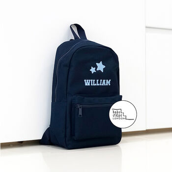 Navy Personalised Name And Design Unisex Mini Backpack, 2 of 6