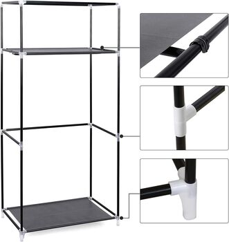 Folding Fabric Wardrobe With Hanging Rail And Organiser, 7 of 10