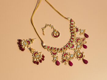 Magenta Kundan Set, 3 of 7