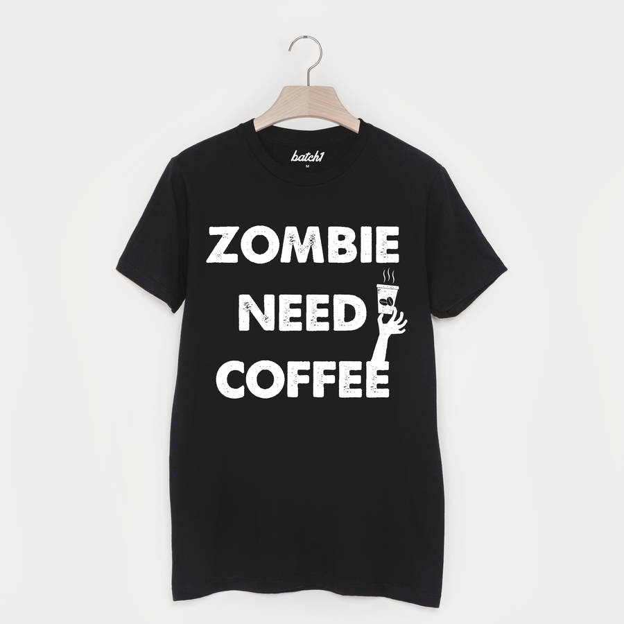 Zombie Need Coffee Men's Halloween T Shirt, 1 of 2