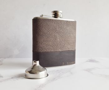 Engraved Leather Hip Flask, 3 of 8
