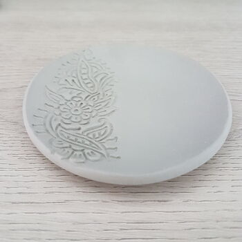 Henna Pattern Personalised Grey Clay Trinket Dish, 3 of 4