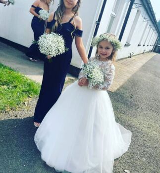 Cynthia In Ivory White Flower Girl Or Communion Dress, 6 of 7