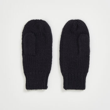 Forget Me Not Knitted Navy Mittens, 4 of 5