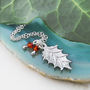 Holly Leaf Sterling Silver Garnet Pendant Necklace, thumbnail 1 of 3