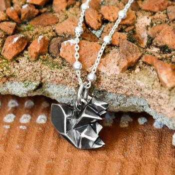 Sterling Silver Origami Squirrel Necklace, 4 of 8