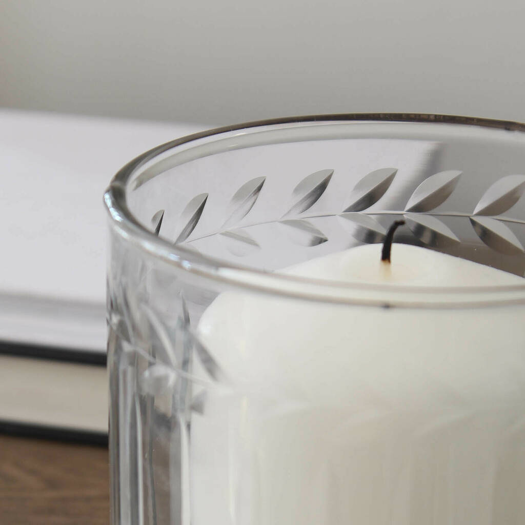 Etched Glass Laurel Leaf Tea Light Holder By Marquis & Dawe