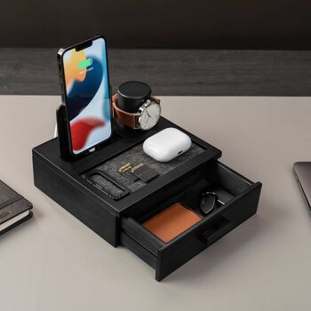 Wooden Docking Station Christmas Gift For Men Black, 6 of 7