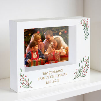 Personalised Christmas Foliage 5x7 Box Photo Frame, 2 of 6