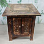 Farmhouse Moroccan Design Inspired Carved Side Table, thumbnail 3 of 7