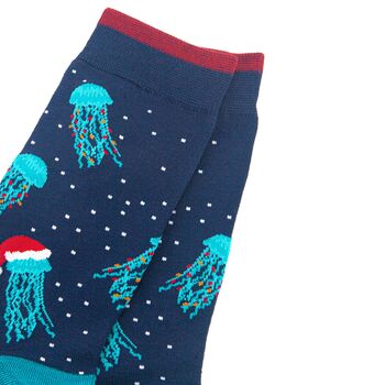 Men's Bamboo Socks Christmas Jellyfish, 3 of 5