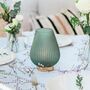 Emerald Green Opaque Glass Fluted Ribbed Battery Lamp, thumbnail 2 of 4