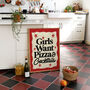 Girls Want Pizza And Cocktails Kitchen Wall Art, thumbnail 8 of 11
