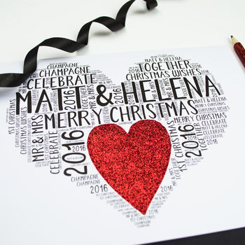 Personalised Couple Christmas Heart Card, 4 of 5