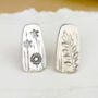 Mismatched Stamped Silver Studs, thumbnail 2 of 5