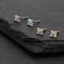 Sterling Silver Very Tiny Hydrangea Flower Stud Earrings With Sparkly Cz Crystals, thumbnail 5 of 12