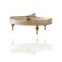 White Marble Footed Serving Tray With Twin Tulip Detail, thumbnail 2 of 2