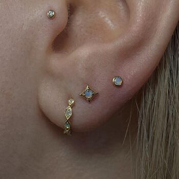 14k Solid Gold Baby Opal Labret Stud, 2 of 3