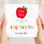 Personalised Thank You Teacher Card, Apple Key Worker Appreciation End Of Term Gift, thumbnail 1 of 3