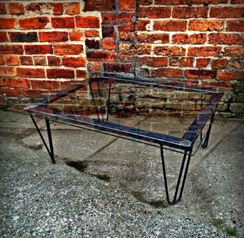 Industrial Hairpin Glass Coffee Table 209, 5 of 5