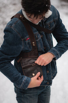 Men's Leather Shoulder Holster Wallet / Bag, 5 of 10