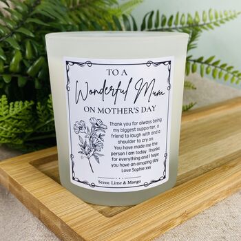 Personalised Mothers Day Wonderful Mum Candle, 2 of 12