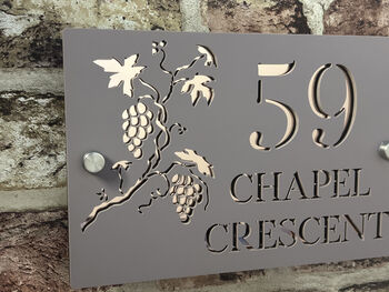 Personalised Grape And Vine Design House Sign Acrylic, 5 of 8