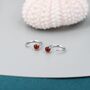 Genuine Red Onyx Huggie Hoop Earrings Sterling Silver, thumbnail 1 of 8