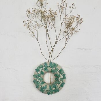 Ceramic Leafy Wreath Wall Vase, 4 of 5