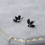 Tiny Black Cz Marquise Cluster Stud Earrings In Sterling Silver, thumbnail 1 of 12