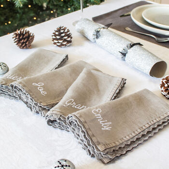 Personalised Embroidered Linen Napkins, 2 of 4