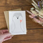 Illustrated Penguin Heart Greeting Card, thumbnail 1 of 3