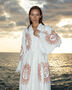 Long Organic Cotton Robe: White With Terracotta Sun, thumbnail 1 of 3
