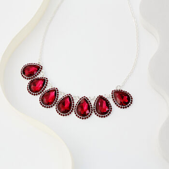 Red Teardrop Crystal Pendant Necklace, 2 of 3